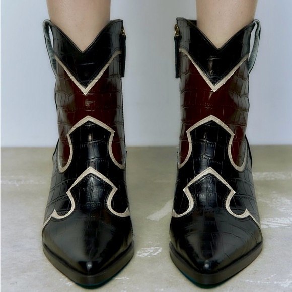 Zara leather cowboy boots size 10 - Picture 2 of 10